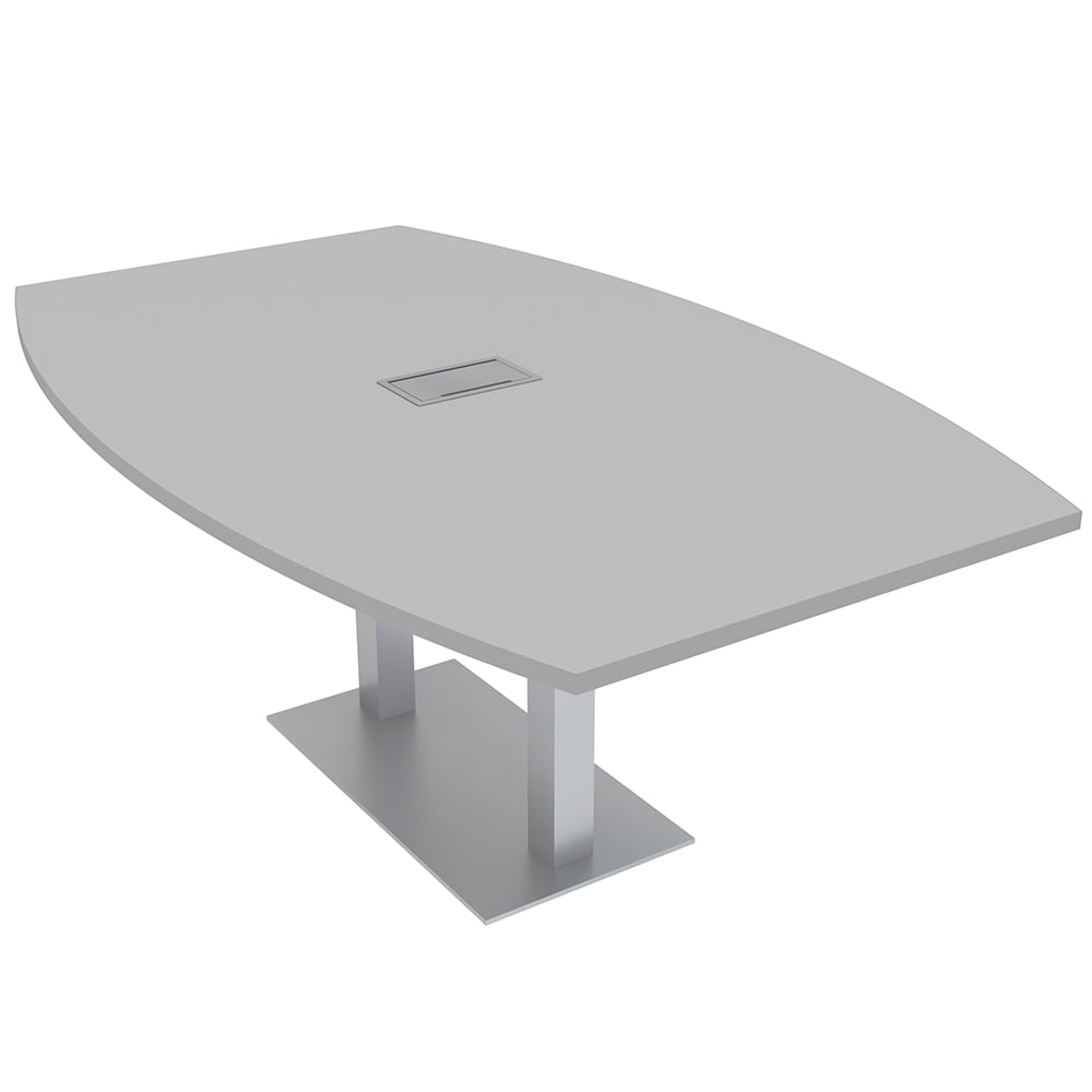 7Ft Boat Shaped Conference Table With Square Metal Base Power And Data ...