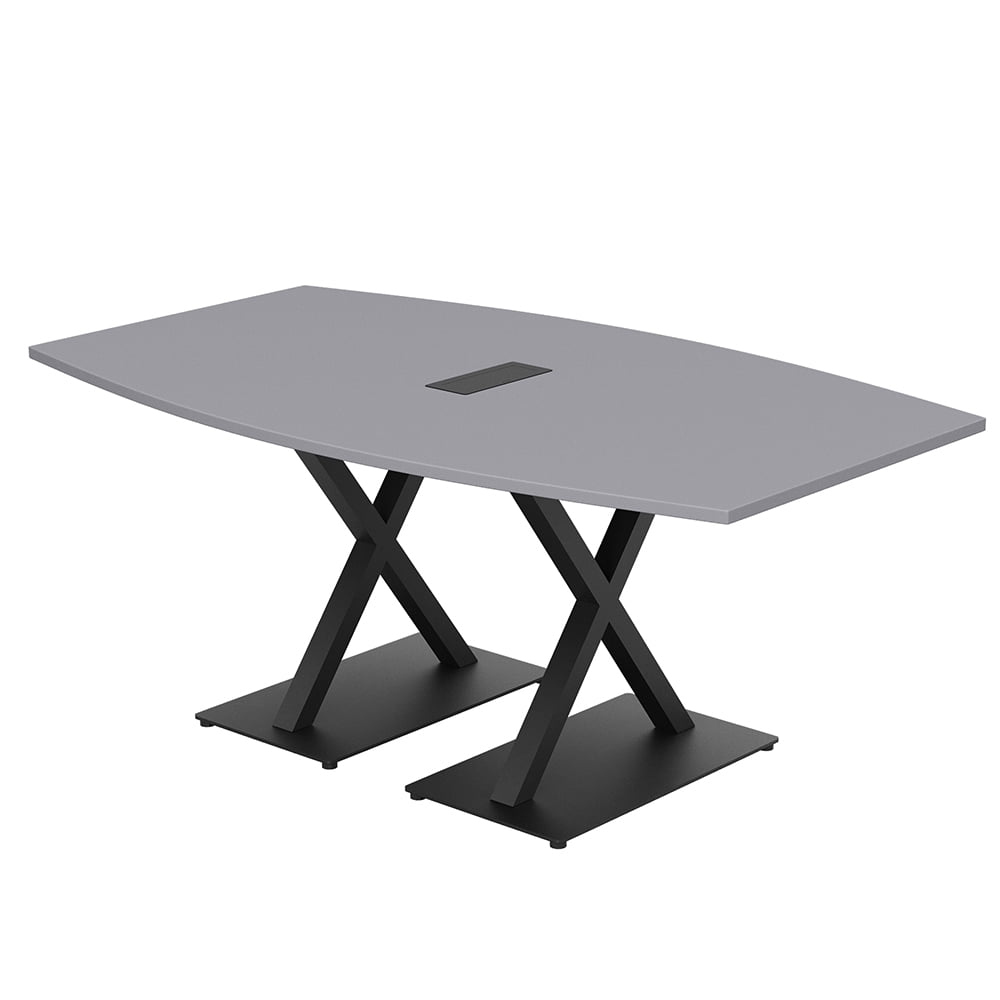 7Ft Boat Shaped Conference Table With X Bases Power And Data Unit ...