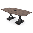 thumbnail image 1 of 7Ft Boat Shaped Conference Table With X Bases Power And Data Unit, 1 of 7