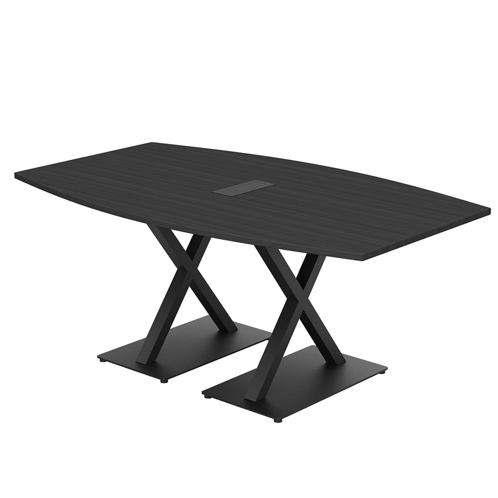 7Ft Boat Shaped Conference Table With X Bases Power And Data Unit ...
