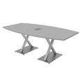 thumbnail image 1 of 7Ft Boat Shaped Conference Table With X Bases Power And Data Unit, 1 of 7