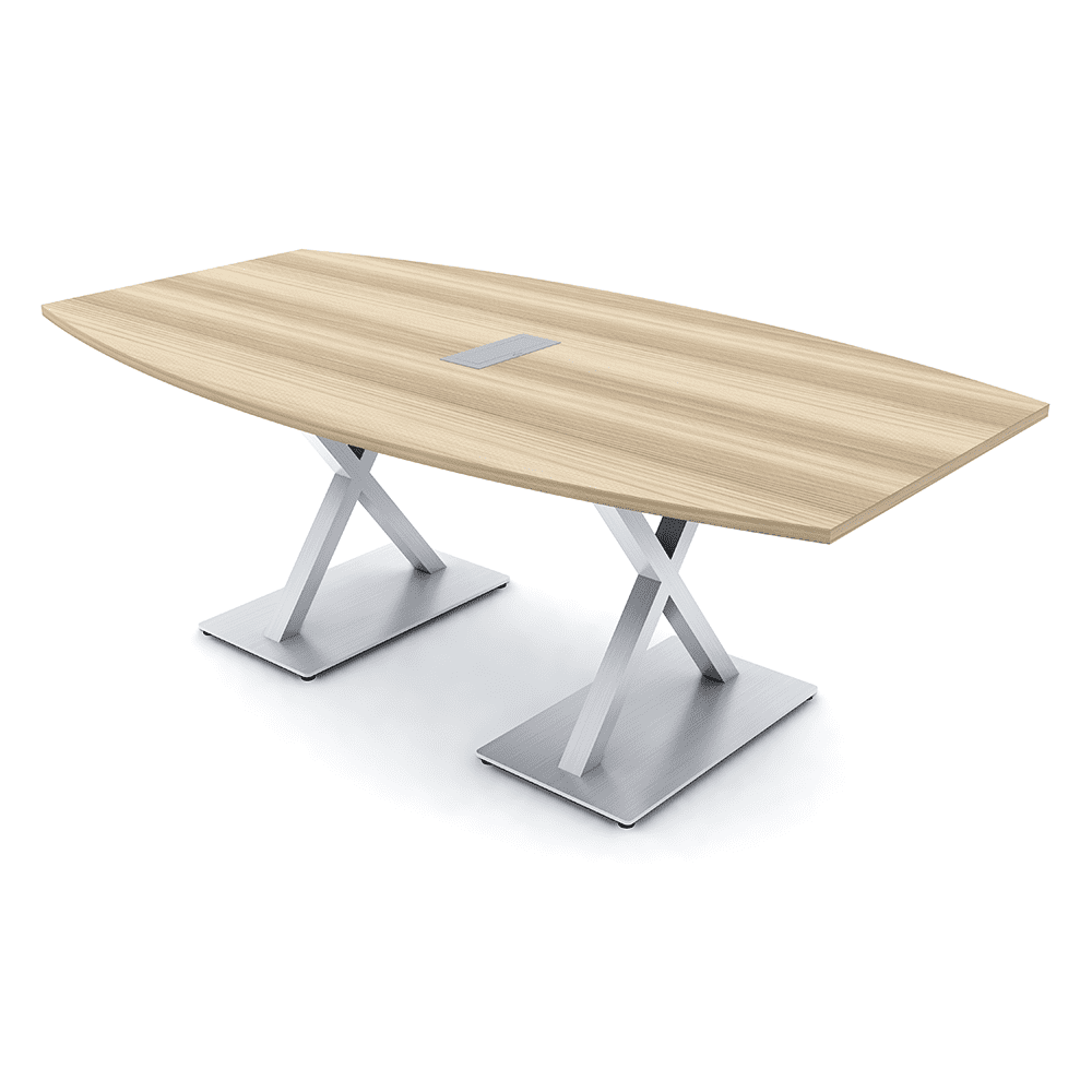 7Ft Boat Shaped Conference Table With X Bases Power And Data Unit ...