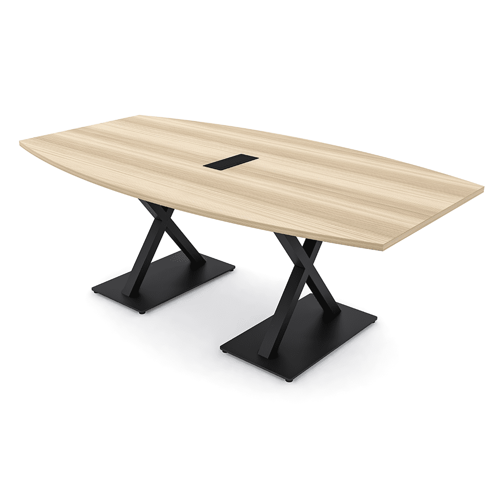 7Ft Boat Shaped Conference Table With X Bases Power And Data Unit ...