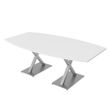 7Ft Boat Shaped Conference Table With X Bases Power And Data Unit