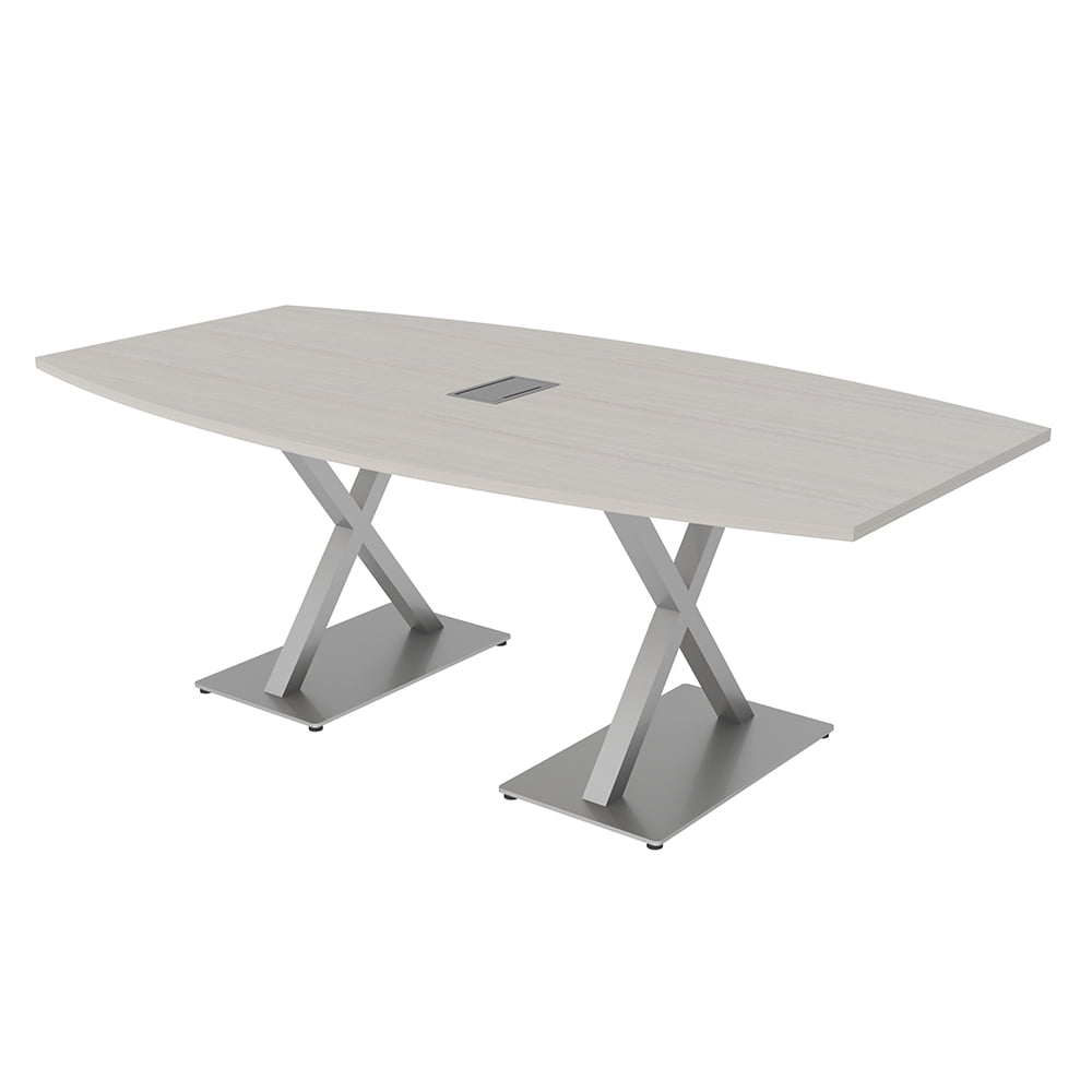 7Ft Boat Shaped Conference Table With X Bases Power And Data Unit ...