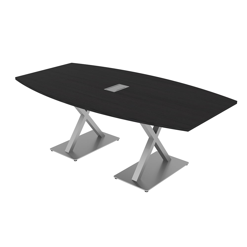 7Ft Boat Shaped Conference Table With X Bases Power And Data Unit ...