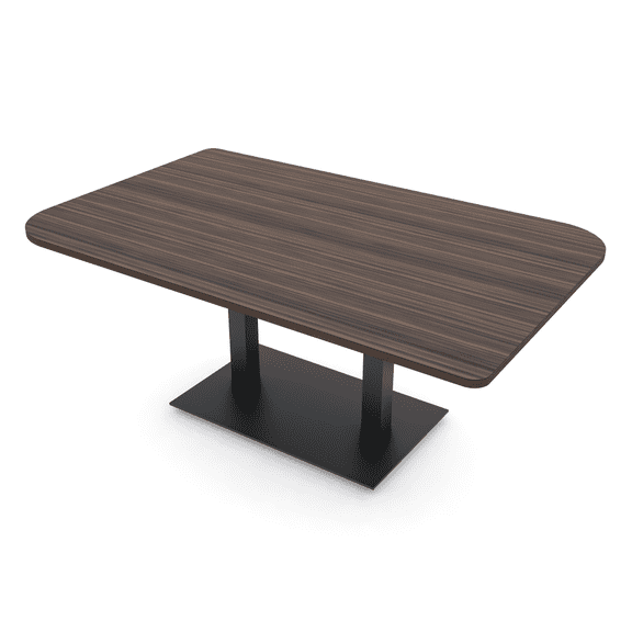 7Ft Duo Shaped Conference Table With Metal Base And Electric Module