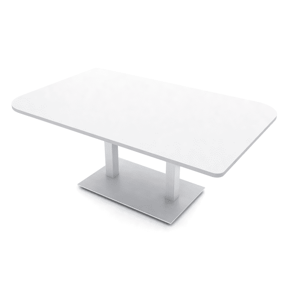 7Ft Duo Shaped Conference Table With Metal Base And Electric Module