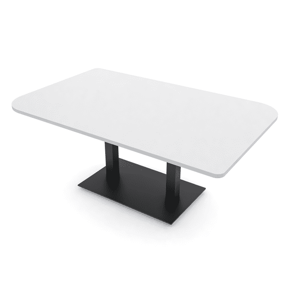 7Ft Duo Shaped Conference Table With Metal Base And Electric Module