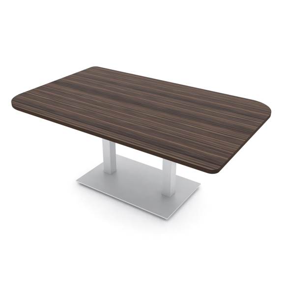 7Ft Duo Shaped Conference Table With Metal Base And Electric Module