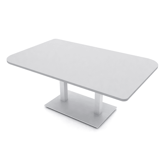 7Ft Duo Shaped Conference Table With Metal Base And Electric Module