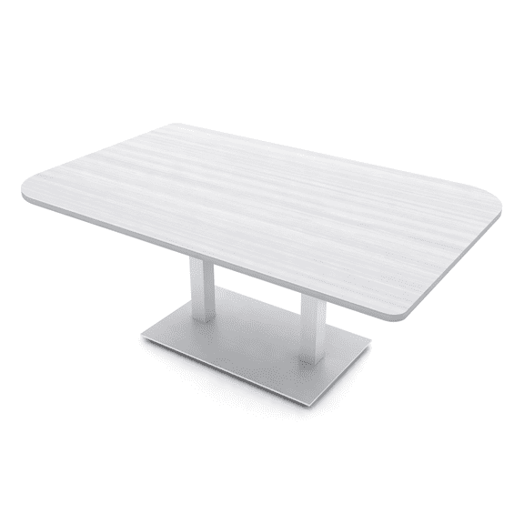 7Ft Duo Shaped Conference Table With Metal Base And Electric Module