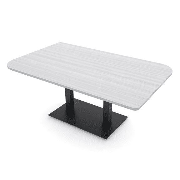 7Ft Duo Shaped Conference Table With Metal Base And Electric Module