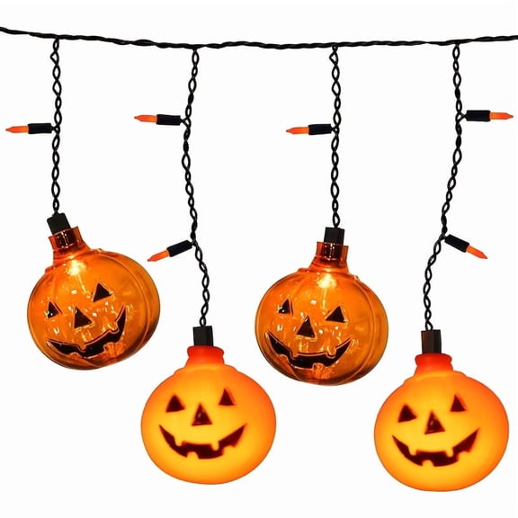 7Ft Halloween Pumpkin String Lights, Halloween Decorations Lights with 10 LED Colorful Pumpkin Lights 15 Orange Bulbs, Hanging Fairy Lights for Outdoor Curtain Garden Porch Bar Party Bedroom Decor