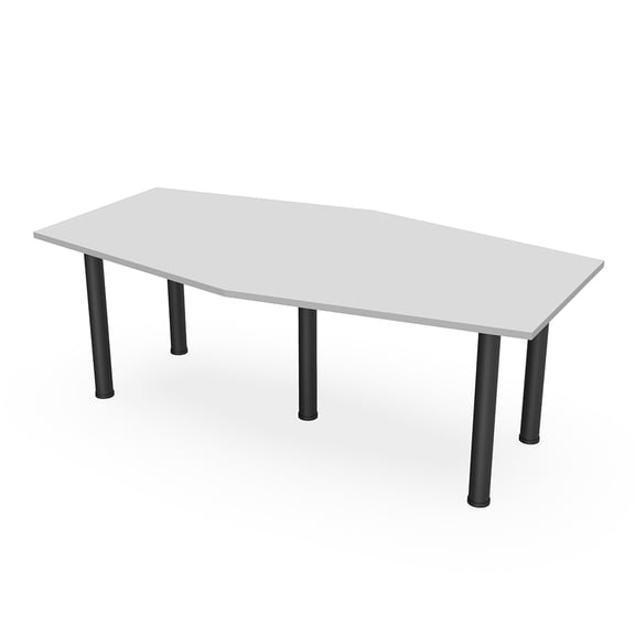 7Ft Hexagon Irregular Conference Table Power And Data  Post Legs