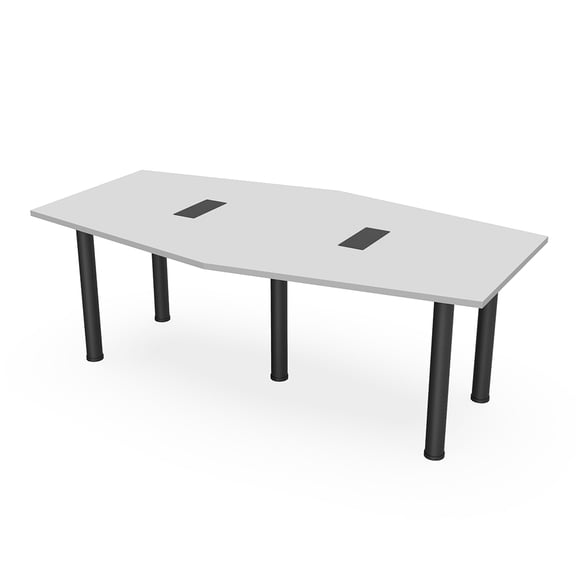 7Ft Hexagon Irregular Conference Table Power And Data  Post Legs