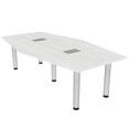 thumbnail image 1 of 7Ft Hexagon Irregular Conference Table Power And Data Silver Post Legs, 1 of 7
