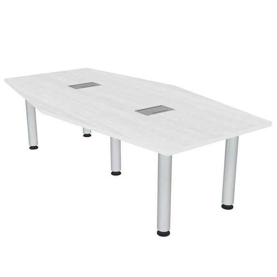 7Ft Hexagon Irregular Conference Table Power And Data Silver Post Legs