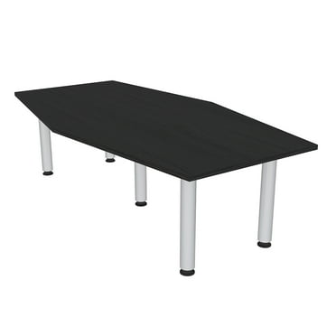 7Ft Hexagon Irregular Conference Table Power And Data Silver Post Legs