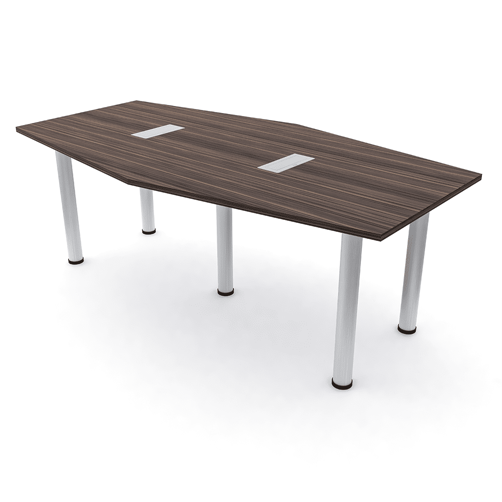 7Ft Hexagon Irregular Conference Table Power And Data Silver Post Legs ...