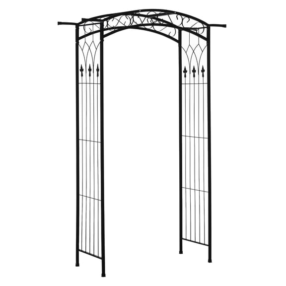 7Ft Outdoor Garden Arbor, Wedding Arch for Ceremony, Trellis with Scrollwork Design, Ideal for Climbing Vines and Plants