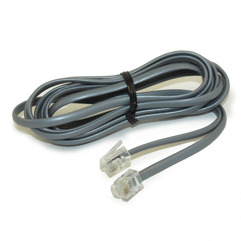 Multiple Line Telephone Cable Rj 7Ft RJ11 Modular Telephone Cable, (6P4C), 4 Conductor/2 Lines Reverse ...