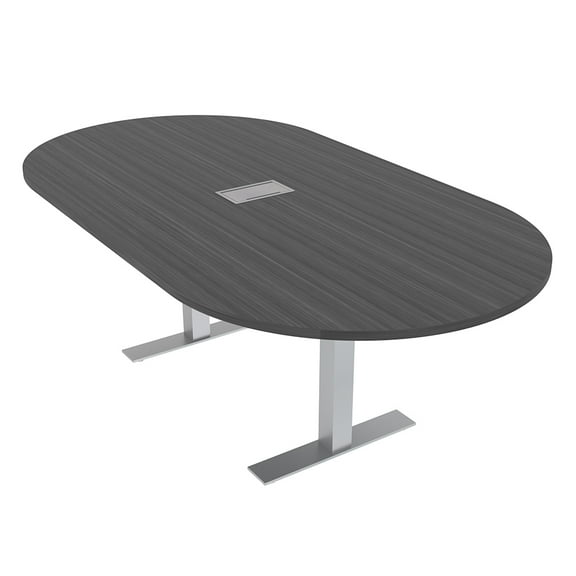 7Ft Racetrack Conference Table Metal T Bases Data And Electric Module