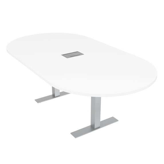 6 Person Racetrack Conference Table Metal T Bases Power And Data Unit