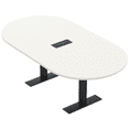 thumbnail image 1 of 7Ft Racetrack Conference Table Metal T Bases Data And Electric Module, 1 of 8