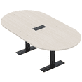 thumbnail image 1 of 7Ft Racetrack Conference Table Metal T Bases Data And Electric Module, 1 of 8