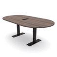 thumbnail image 1 of 7Ft Racetrack Conference Table Metal T Bases Data And Electric Module, 1 of 8
