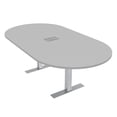 thumbnail image 1 of 6 Person Racetrack Conference Table Metal T Bases Power And Data Unit, 1 of 7