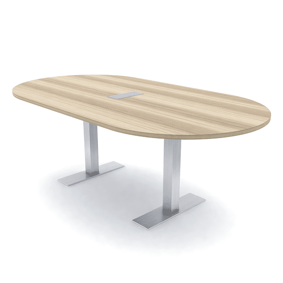 7Ft Racetrack Conference Table Metal T Bases Data And Electric Module