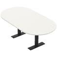 thumbnail image 1 of 7Ft Racetrack Conference Table Metal T Bases Data And Electric Module, 1 of 6