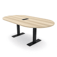 thumbnail image 1 of 7Ft Racetrack Conference Table Metal T Bases Data And Electric Module, 1 of 8