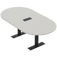 thumbnail image 1 of 6 Person Racetrack Conference Table Metal T Bases Power And Data Unit, 1 of 7