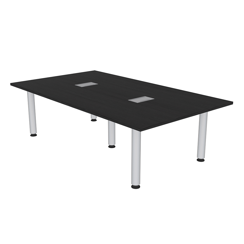 7Ft Rectangle Conference Room Table Power And Data Silver Post Legs