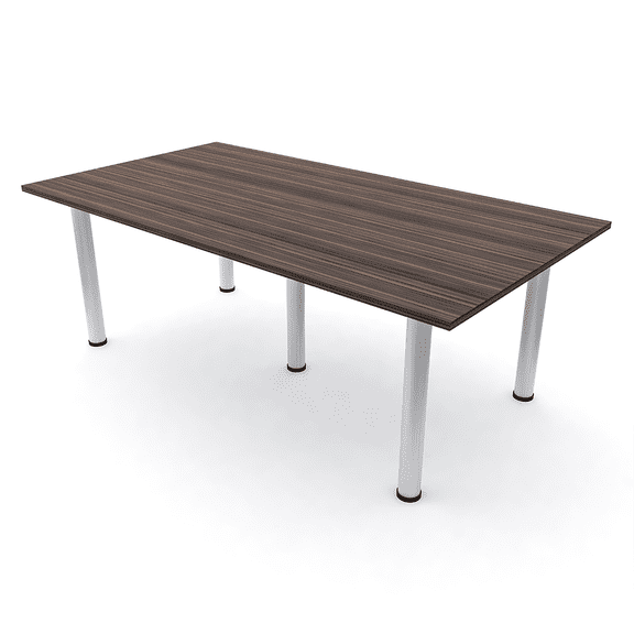 7Ft Rectangle Conference Room Table Power And Data Silver Post Legs