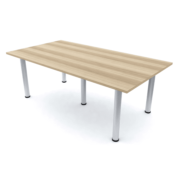 7Ft Rectangle Conference Room Table Power And Data Silver Post Legs