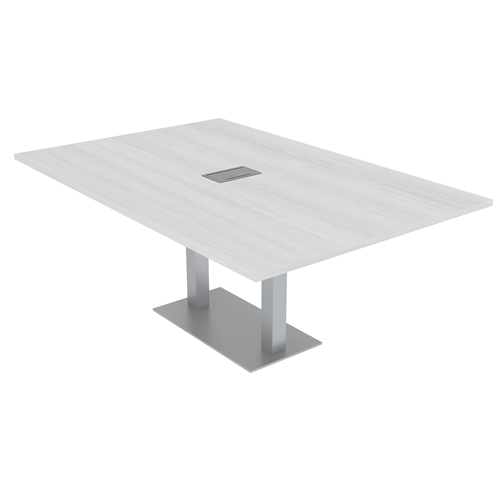7Ft Rectangular Conference Room Table Power And Data Square Metal Base