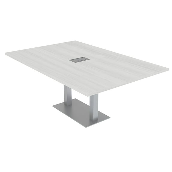 7Ft Rectangular Conference Room Table Power And Data Square Metal Base