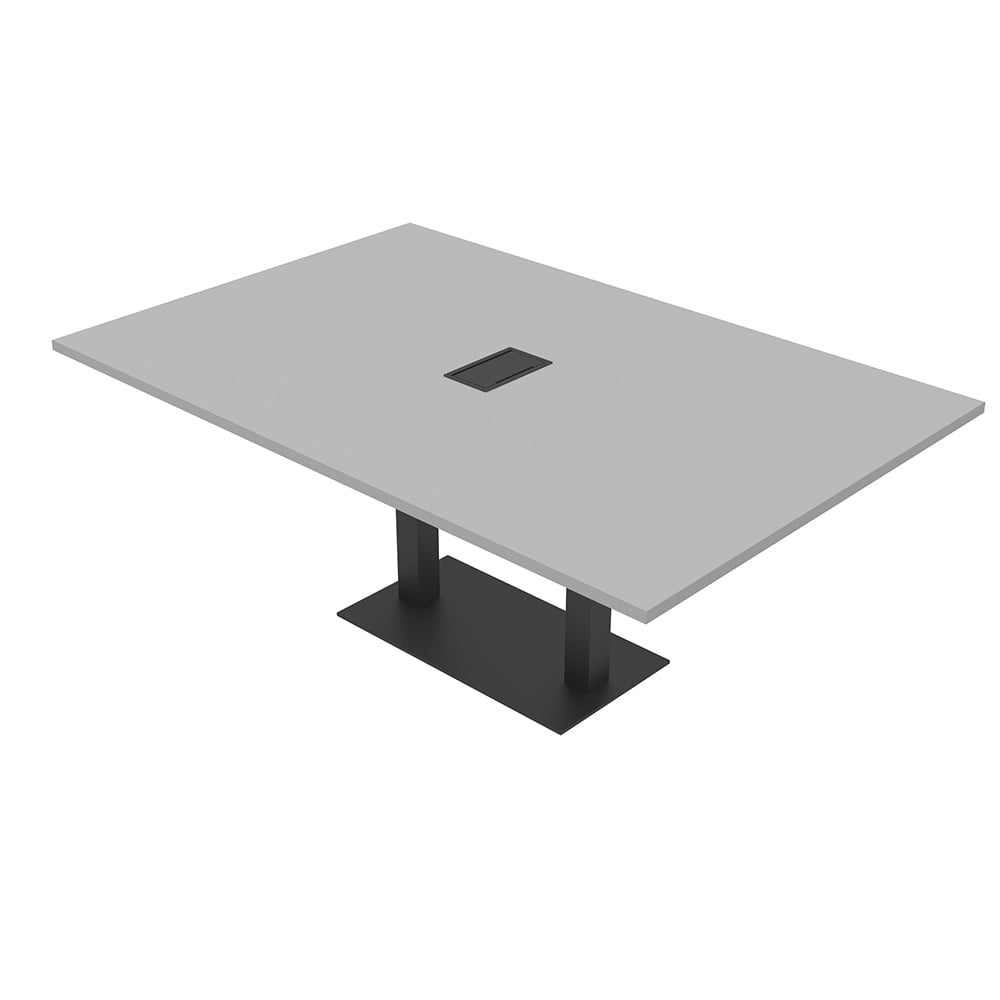 7Ft Rectangular Conference Room Table Power And Data Square Metal Base