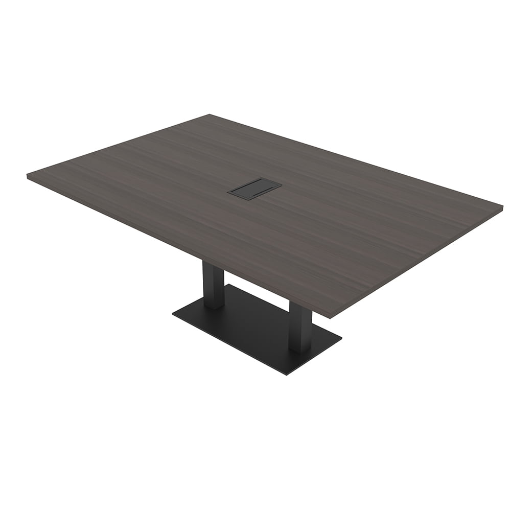 7Ft Rectangular Conference Room Table Power And Data Square Metal Base