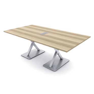 7Ft Rectangular Conference Room Table With Power And Data X Bases