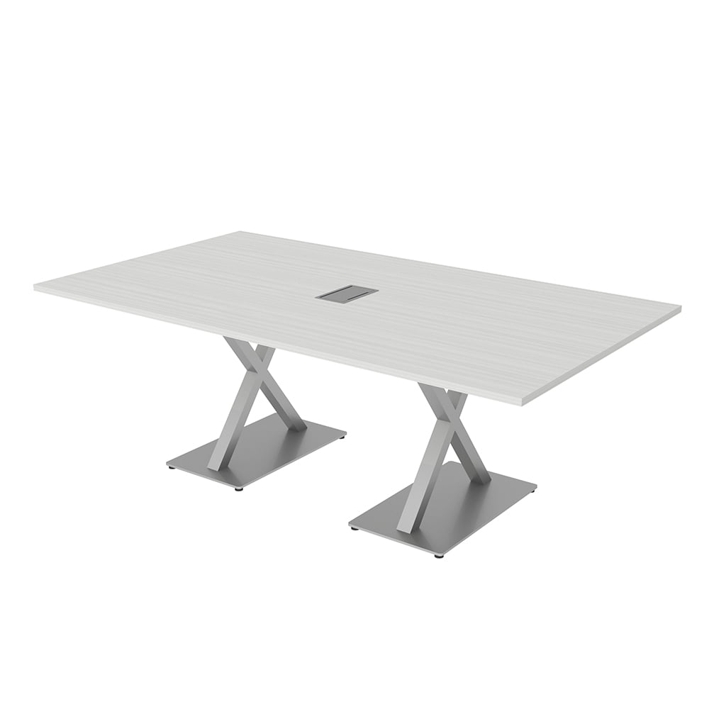 7Ft Rectangular Conference Room Table With Power And Data X Bases ...