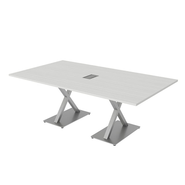 7Ft Rectangular Conference Room Table With Power And Data X Bases