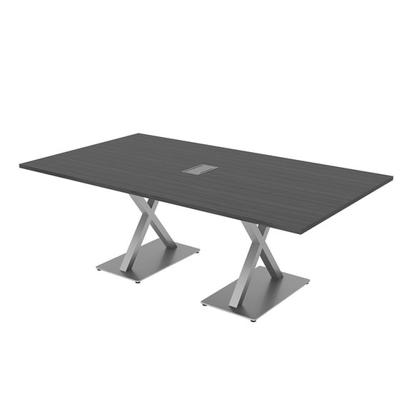 7Ft Rectangular Conference Room Table With Power And Data X Bases