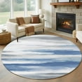 thumbnail image 1 of 7Ft Round Area Rug, Blue Gray White Non-slip Area Rugs Carpet for Living Room/Bedroom/Bathroom/Kitchen, Modern Abstract Mottled Aesthetic Washable Throw Floor Mat Indoor Outdoor Entrance Doormat, 1 of 9