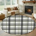 thumbnail image 1 of 7Ft Round Area Rug, Sage Green Black Plaid Non-slip Area Rugs Carpet for Living Room/Bedroom/Bathroom/Kitchen, Farmhouse Green Black Checkered Washable Throw Floor Mat Indoor Outdoor Entrance Doormat, 1 of 9