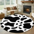 thumbnail image 1 of 7Ft Round Rug, Black and White Non-Skid Rubber Backing Large Area Rugs - Living Room Bedroom Home Office, Farmhouse Cow Black White Indoor Floor Mat Carpets Washable Rug, 1 of 9